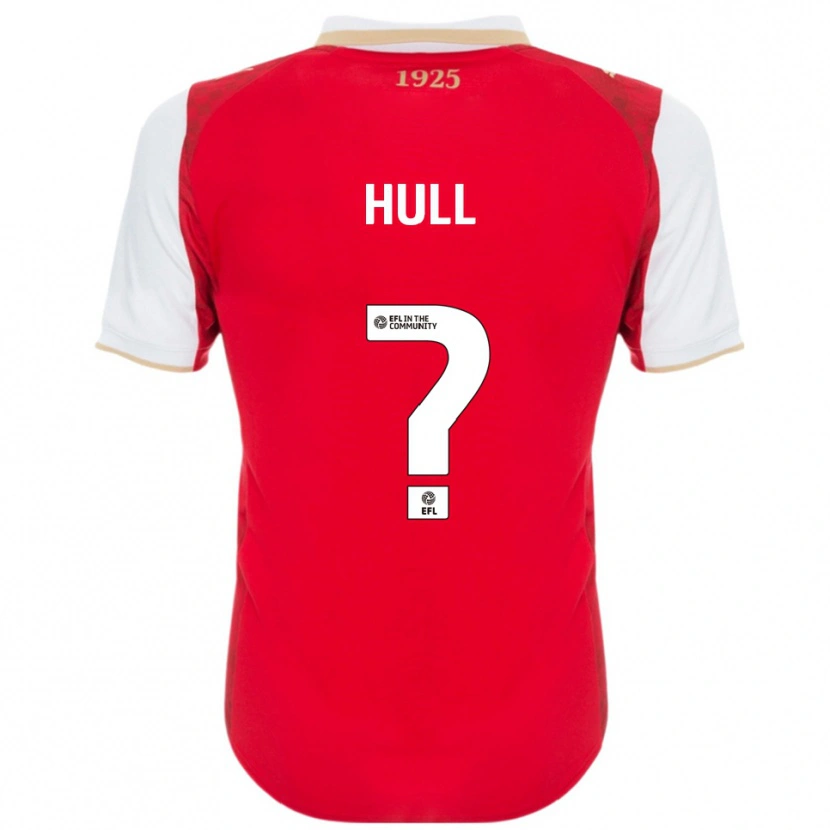 Danxen Niño Camiseta Jake Hull #0 Rojo Blanco 1ª Equipación 2025/26 La Camisa