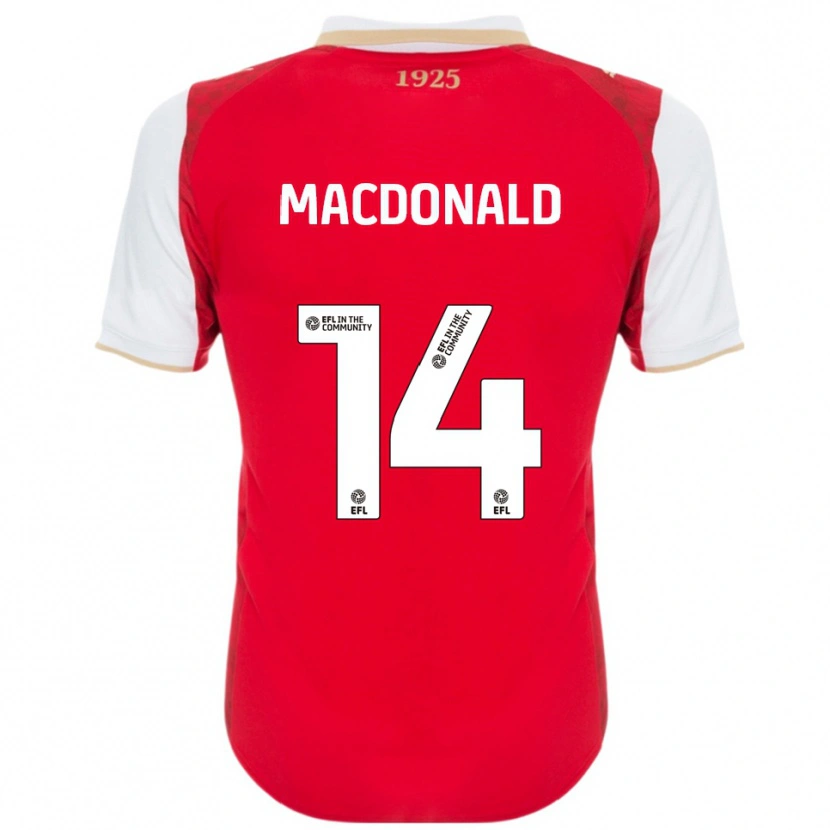 Danxen Niño Camiseta Alex Macdonald #14 Rojo Blanco 1ª Equipación 2025/26 La Camisa