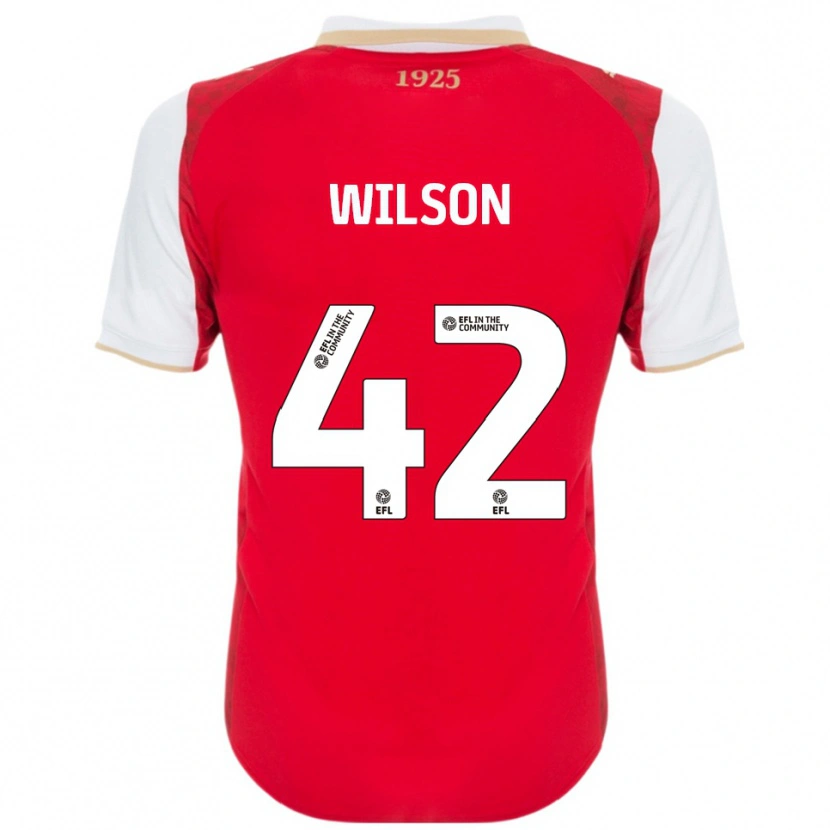 Danxen Niño Camiseta Reece Wilson #42 Rojo Blanco 1ª Equipación 2025/26 La Camisa