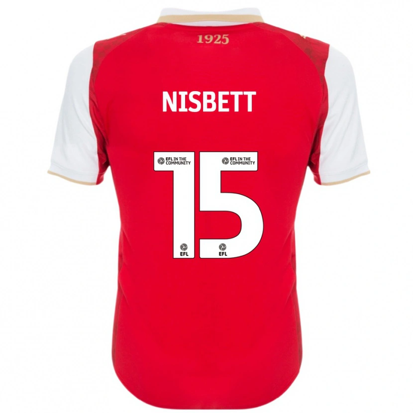 Danxen Niño Camiseta Kanye Nisbett #15 Rojo Blanco 1ª Equipación 2025/26 La Camisa