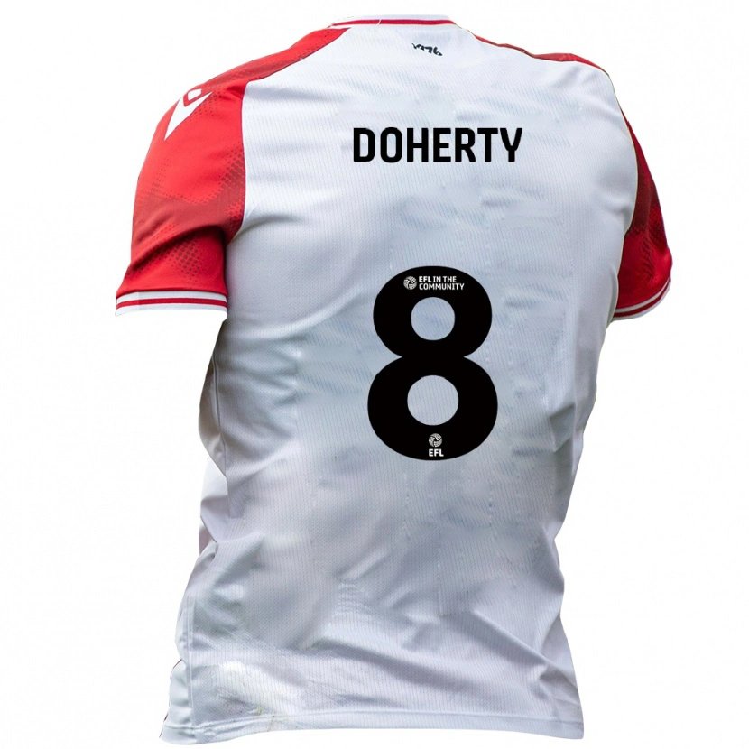Danxen Niño Camiseta Ryan Doherty #8 Blanco Rojo 1ª Equipación 2025/26 La Camisa