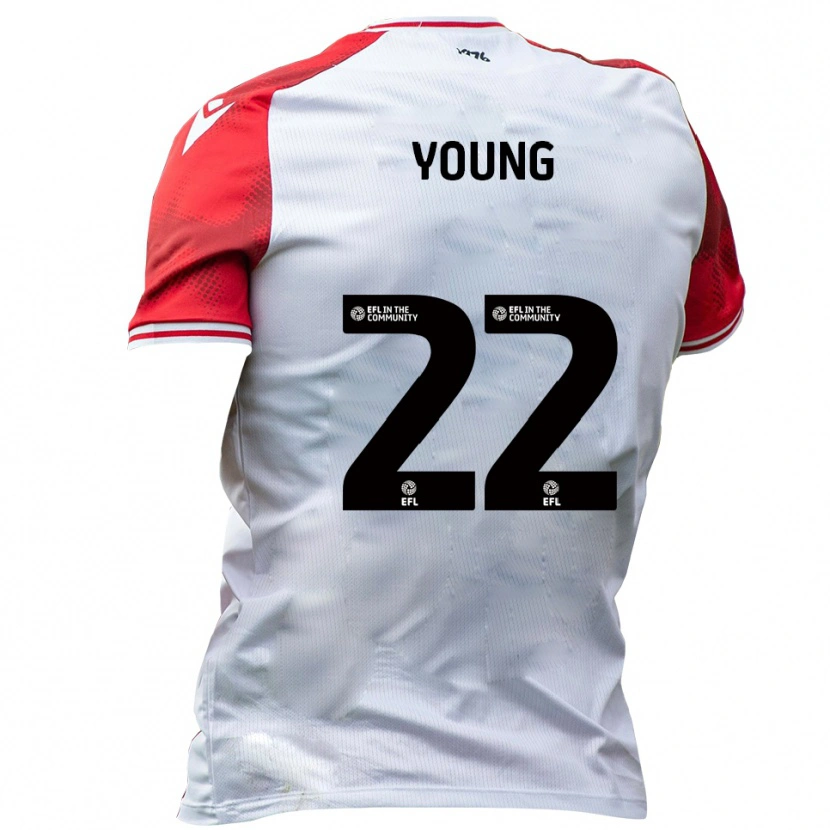 Danxen Niño Camiseta Jake Young #22 Blanco Rojo 1ª Equipación 2025/26 La Camisa