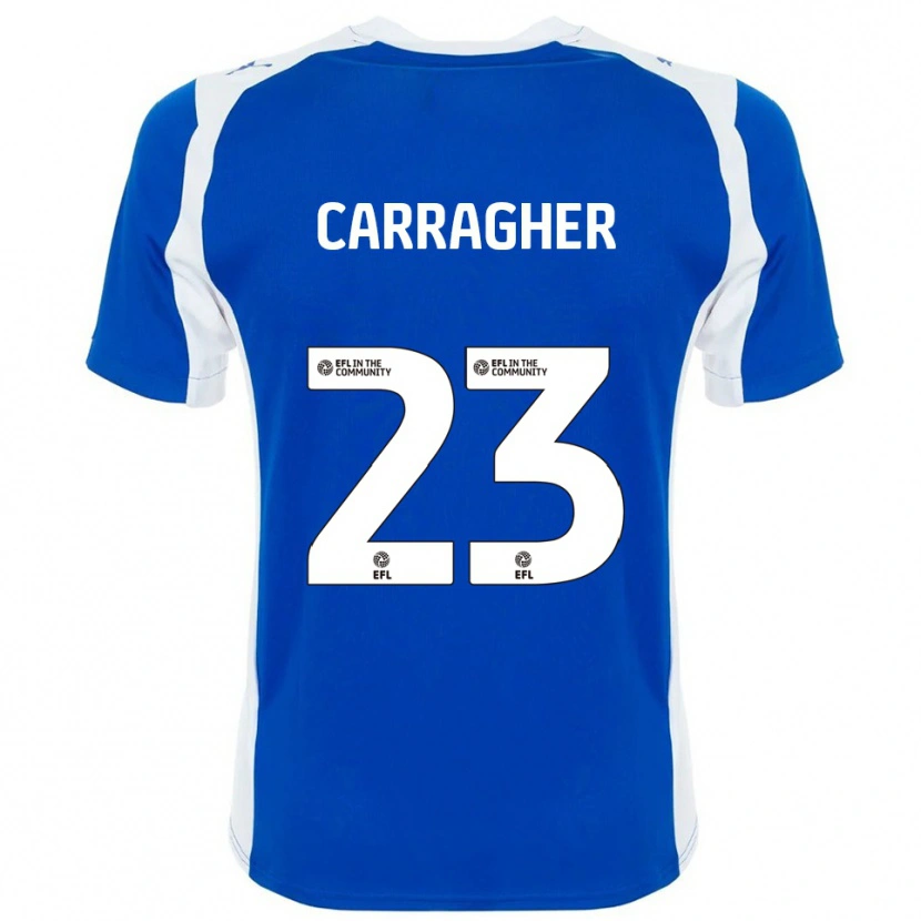 Danxen Niño Camiseta James Carragher #23 Azul Blanco 1ª Equipación 2025/26 La Camisa