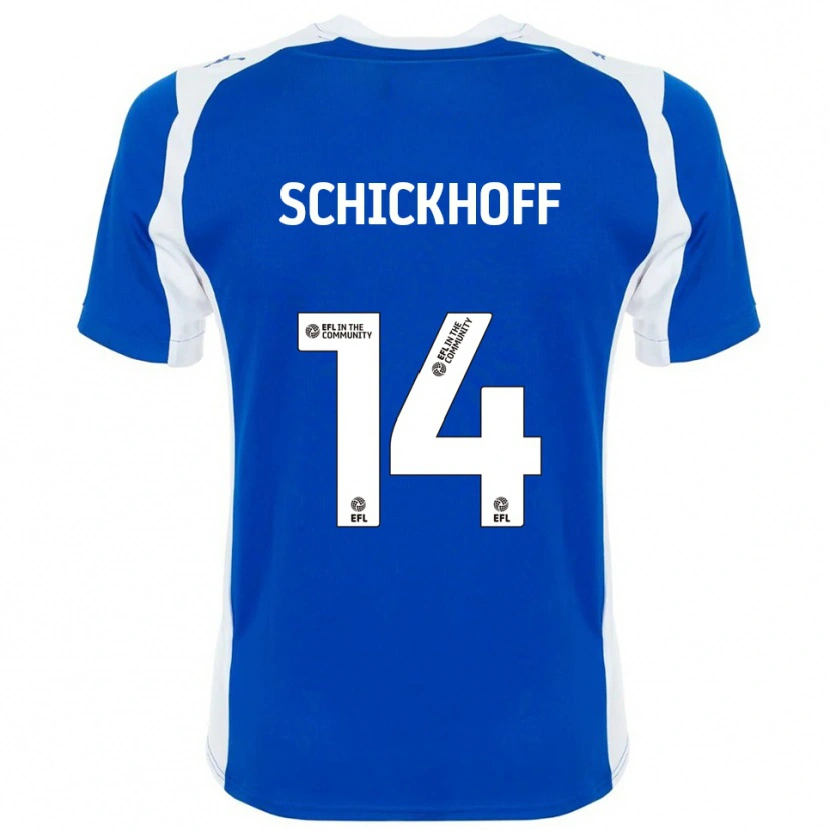 Danxen Niño Camiseta Ella Schickhoff #14 Azul Blanco 1ª Equipación 2025/26 La Camisa