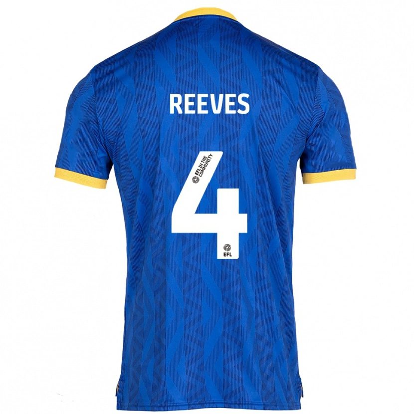 Danxen Niño Camiseta Jake Reeves #4 Azul Marino Amarillo 1ª Equipación 2025/26 La Camisa
