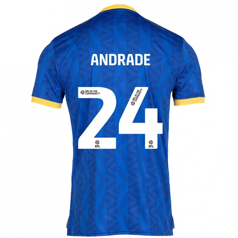 Danxen Niño Camiseta Eduarda Andrade #24 Azul Marino Amarillo 1ª Equipación 2025/26 La Camisa
