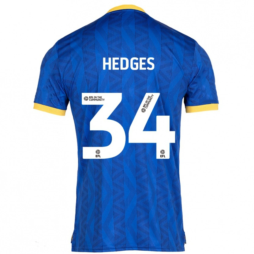 Danxen Niño Camiseta Harry Hedges #34 Azul Marino Amarillo 1ª Equipación 2025/26 La Camisa