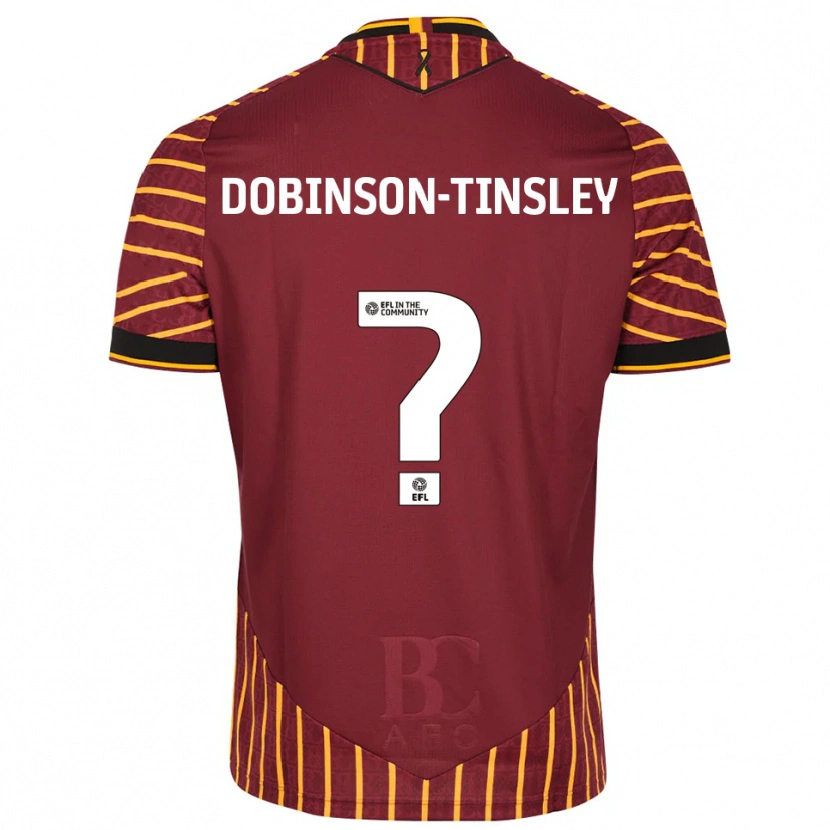 Danxen Niño Camiseta Kadie Dobinson-Tinsley #0 Naranja Borgoña 1ª Equipación 2025/26 La Camisa