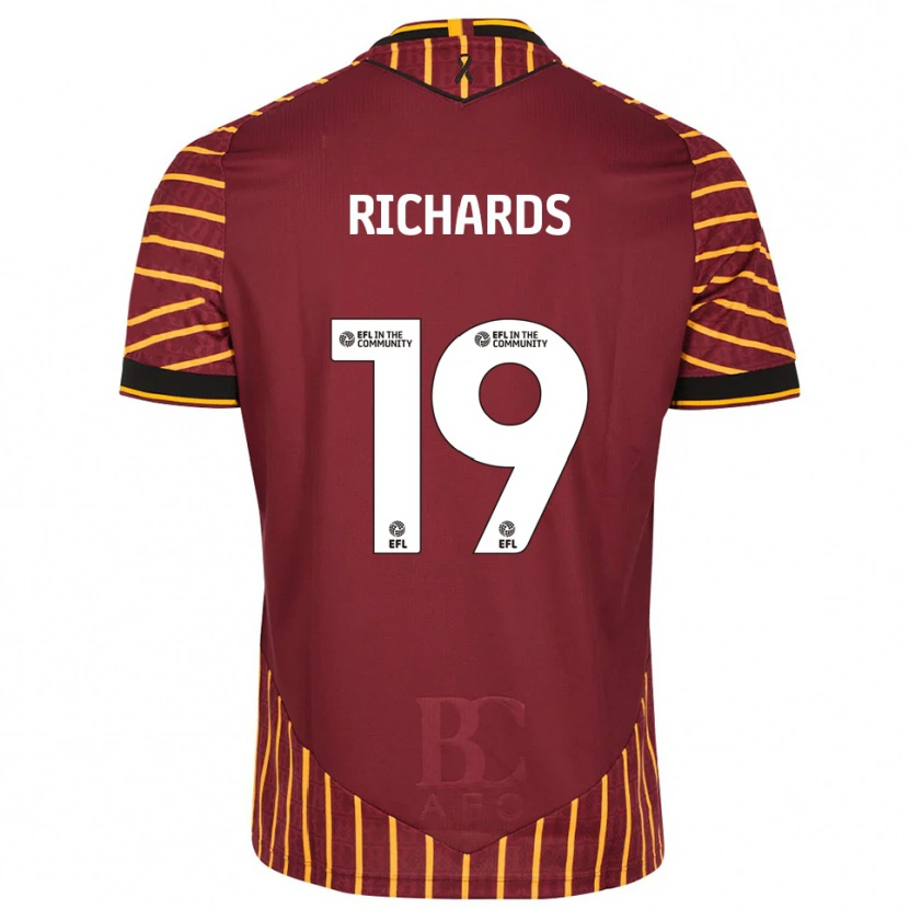 Danxen Niño Camiseta Lewis Richards #19 Naranja Borgoña 1ª Equipación 2025/26 La Camisa