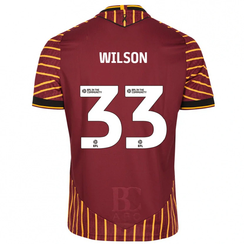 Danxen Niño Camiseta Adam Wilson #33 Naranja Borgoña 1ª Equipación 2025/26 La Camisa
