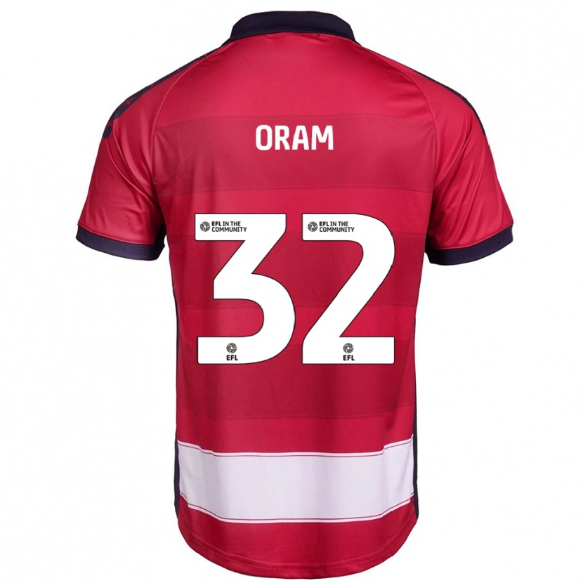 Danxen Niño Camiseta Jake Oram #32 Rojo Blanco 1ª Equipación 2025/26 La Camisa
