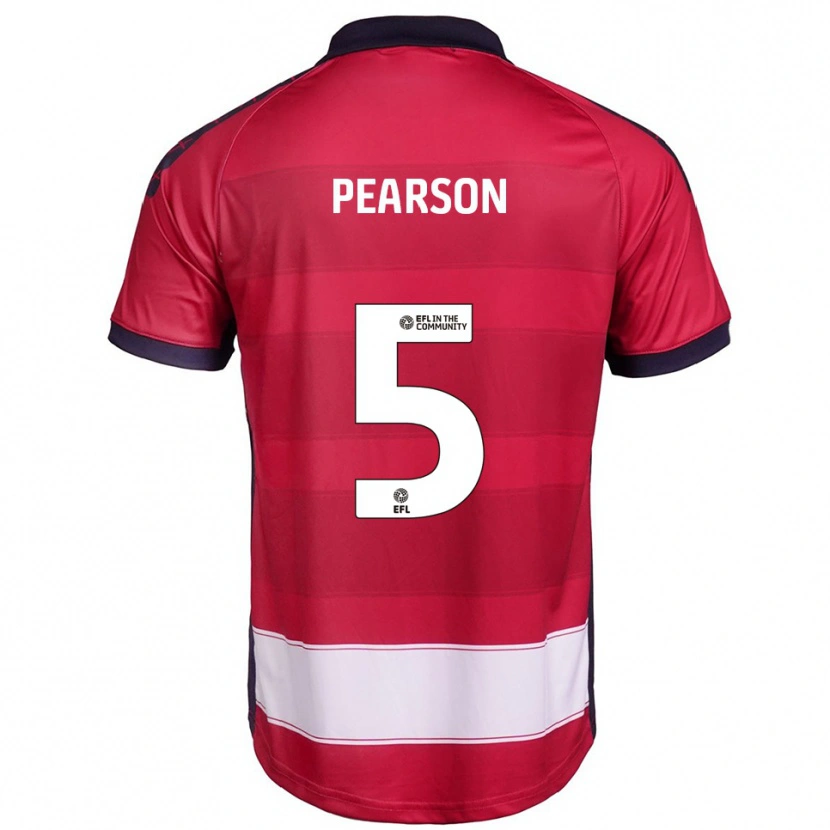 Danxen Niño Camiseta Matty Pearson #5 Rojo Blanco 1ª Equipación 2025/26 La Camisa