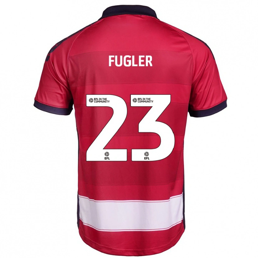 Danxen Niño Camiseta Millie Fugler #23 Rojo Blanco 1ª Equipación 2025/26 La Camisa