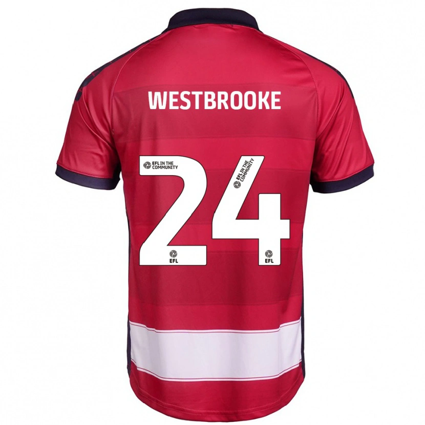 Danxen Niño Camiseta Zain Westbrooke #24 Rojo Blanco 1ª Equipación 2025/26 La Camisa