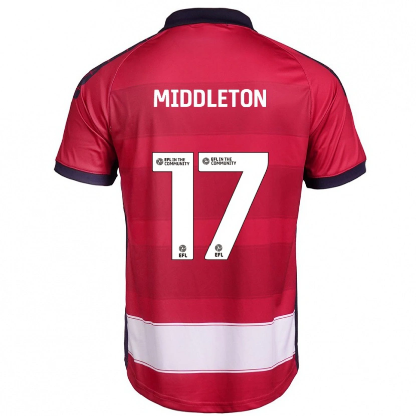 Danxen Niño Camiseta Glenn Middleton #17 Rojo Blanco 1ª Equipación 2025/26 La Camisa