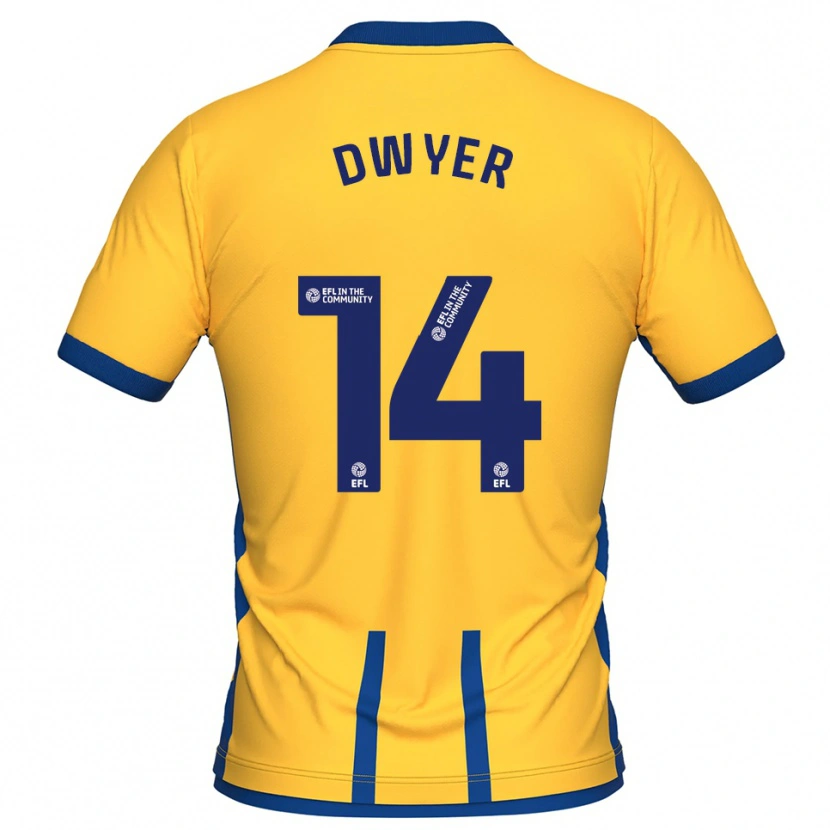 Danxen Niño Camiseta Dom Dwyer #14 Amarillo Azul 1ª Equipación 2025/26 La Camisa