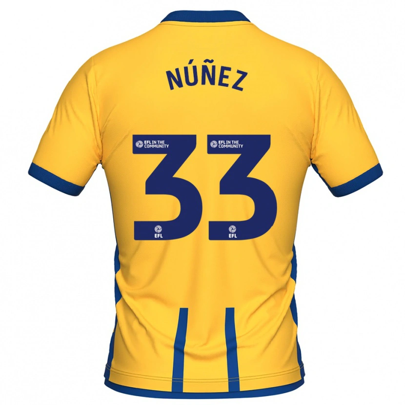 Danxen Niño Camiseta Anthony Núñez #33 Amarillo Azul 1ª Equipación 2025/26 La Camisa