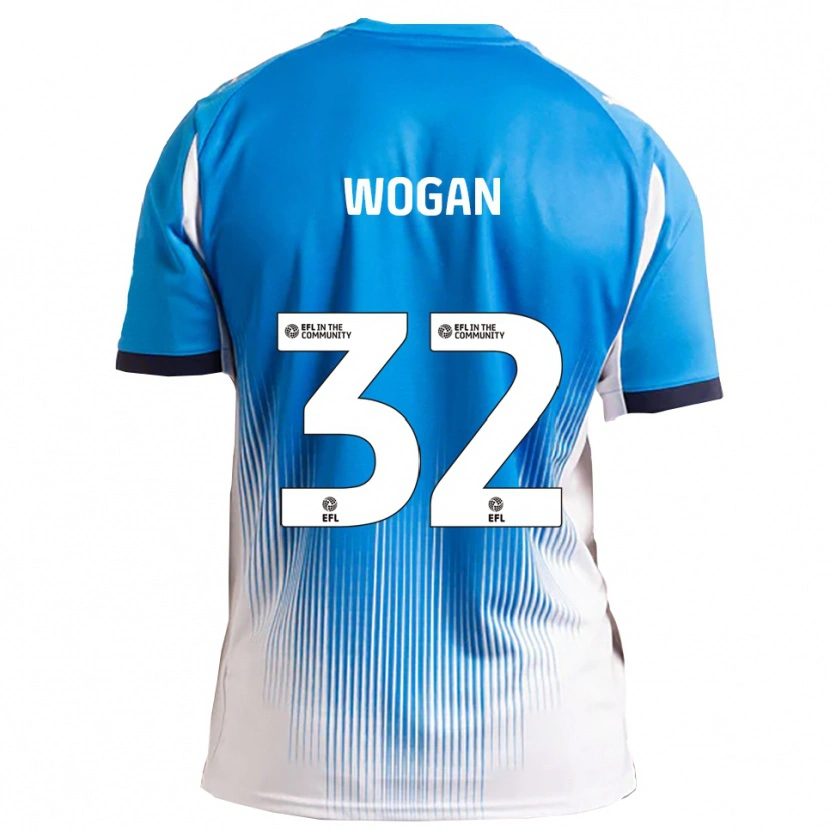 Danxen Niño Camiseta Andrew Wogan #32 Azul Blanco 1ª Equipación 2025/26 La Camisa