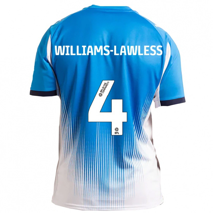 Danxen Niño Camiseta John Williams-Lawless #4 Azul Blanco 1ª Equipación 2025/26 La Camisa