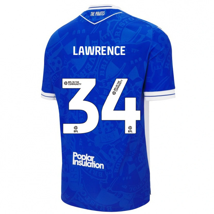 Danxen Niño Camiseta Jerry Lawrence #34 Azul Blanco 1ª Equipación 2025/26 La Camisa