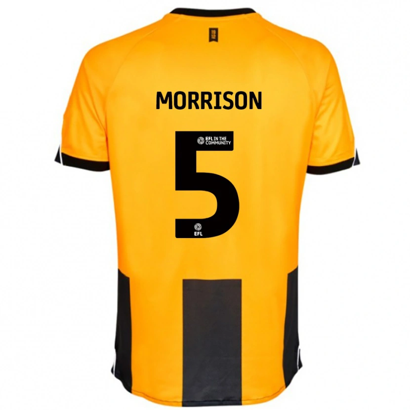 Danxen Niño Camiseta Michael Morrison #5 Naranja Negro 1ª Equipación 2025/26 La Camisa