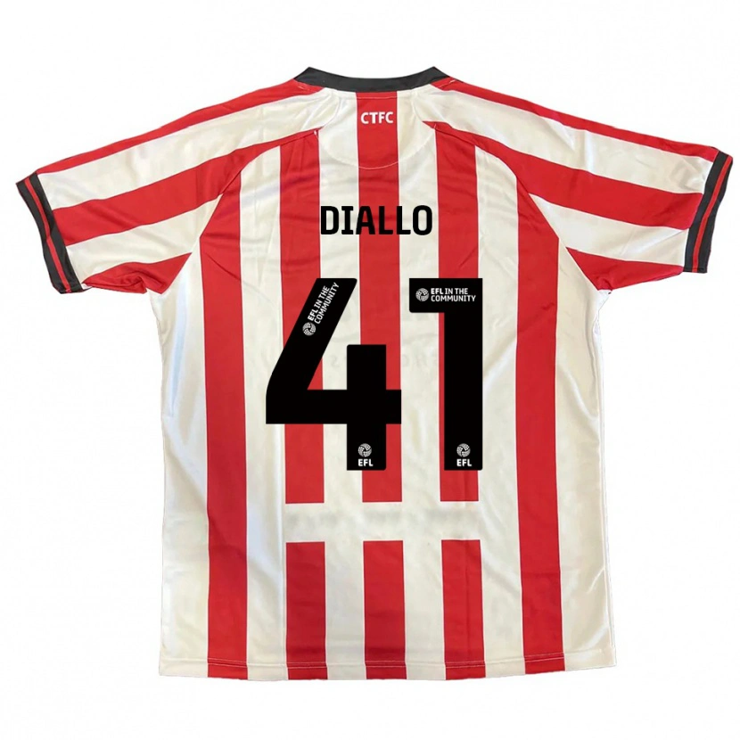 Danxen Niño Camiseta Mamadou Diallo #41 Rojo Blanco Negro 1ª Equipación 2025/26 La Camisa
