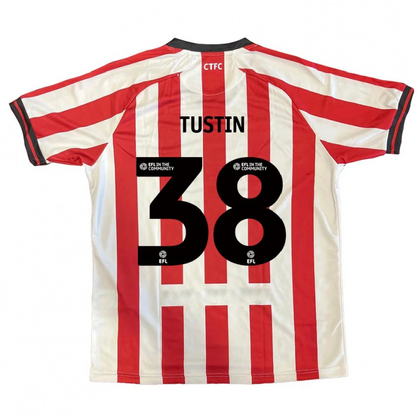 Danxen Niño Camiseta Harry Tustin #38 Rojo Blanco Negro 1ª Equipación 2025/26 La Camisa