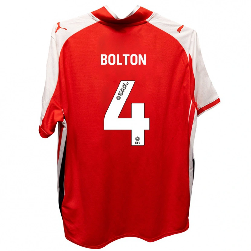 Danxen Niño Camiseta James Bolton #4 Rojo Blanco 1ª Equipación 2025/26 La Camisa