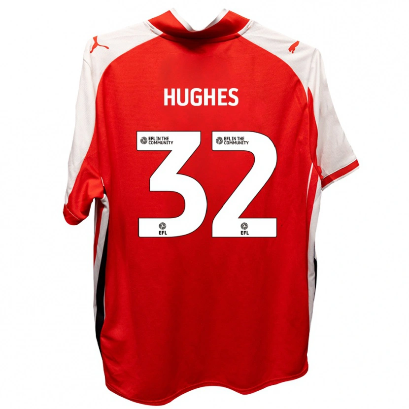 Danxen Niño Camiseta Kayden Hughes #32 Rojo Blanco 1ª Equipación 2025/26 La Camisa