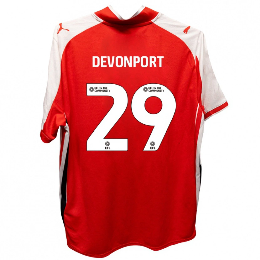 Danxen Niño Camiseta Owen Devonport #29 Rojo Blanco 1ª Equipación 2025/26 La Camisa
