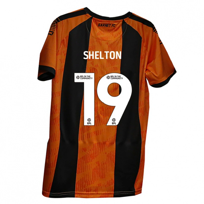 Danxen Niño Camiseta Mark Shelton #19 Naranja Negro 1ª Equipación 2025/26 La Camisa