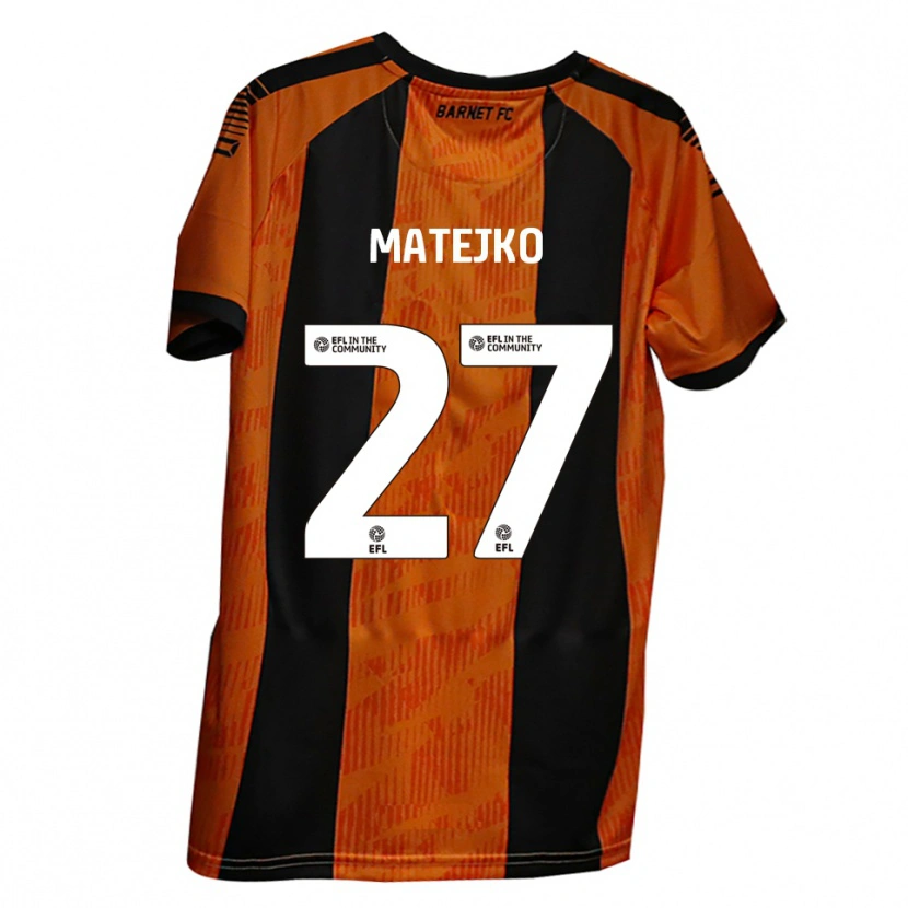 Danxen Niño Camiseta Patrick Matejko #27 Naranja Negro 1ª Equipación 2025/26 La Camisa