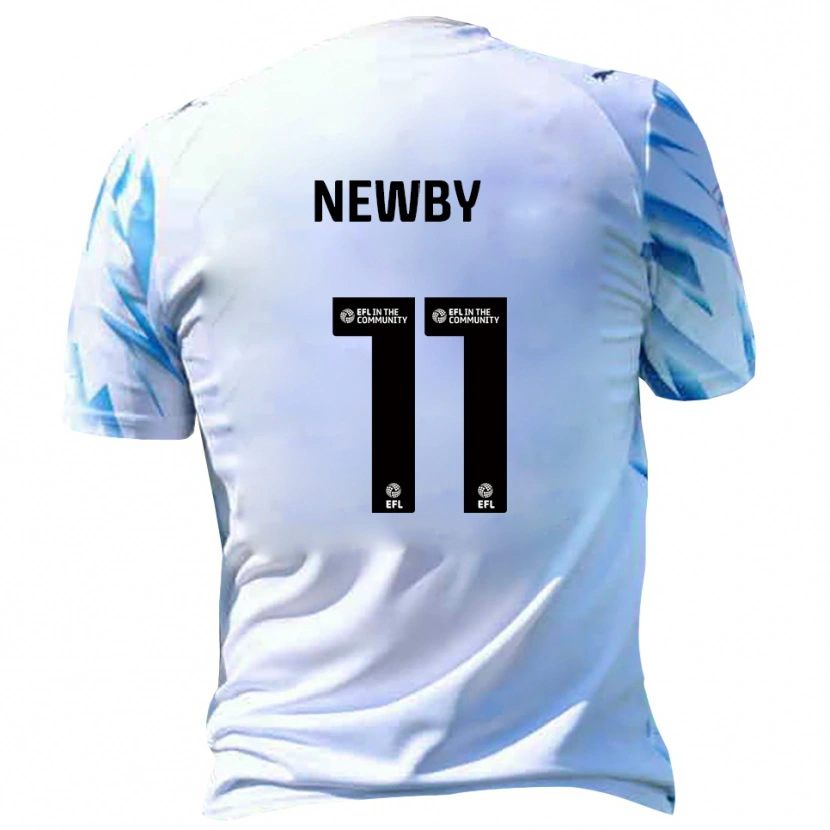 Danxen Niño Camiseta Elliot Newby #11 Blanco Celeste 1ª Equipación 2025/26 La Camisa