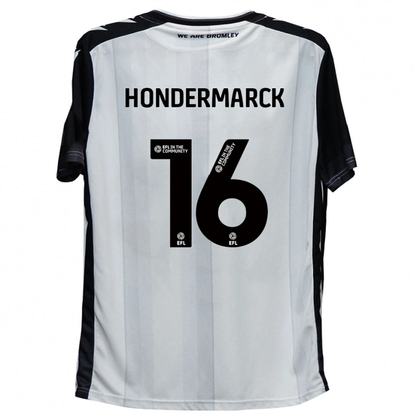 Danxen Niño Camiseta William Hondermarck #16 Blanco Negro 1ª Equipación 2025/26 La Camisa