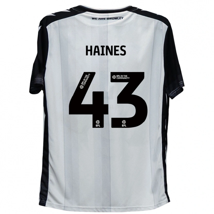 Danxen Niño Camiseta Harry Haines #43 Blanco Negro 1ª Equipación 2025/26 La Camisa