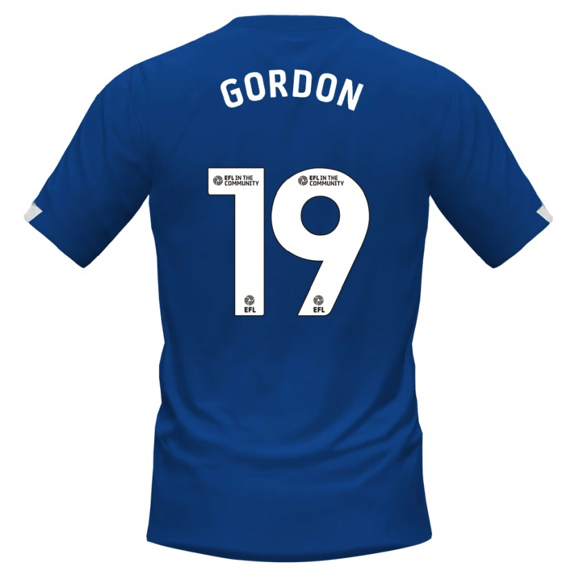 Danxen Niño Camiseta Lewis Gordon #19 Azul Blanco 1ª Equipación 2025/26 La Camisa
