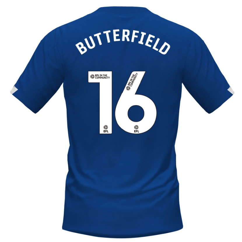 Danxen Niño Camiseta Luke Butterfield #16 Azul Blanco 1ª Equipación 2025/26 La Camisa