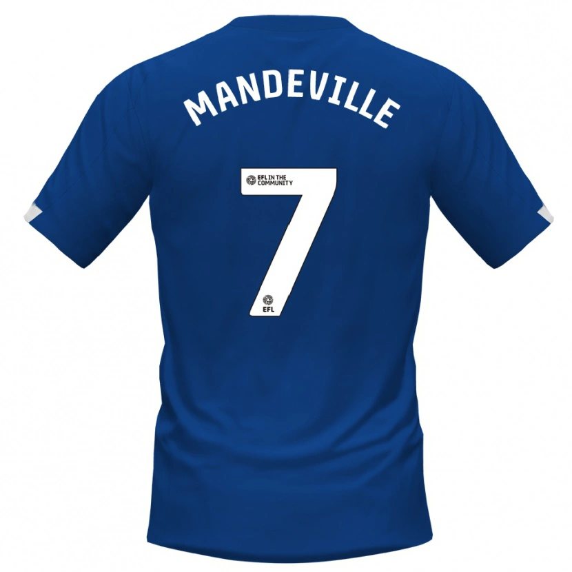 Danxen Niño Camiseta Liam Mandeville #7 Azul Blanco 1ª Equipación 2025/26 La Camisa
