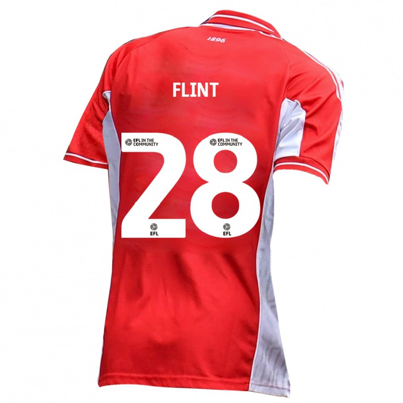 Danxen Niño Camiseta Josh Flint #28 Rojo Blanco 1ª Equipación 2025/26 La Camisa