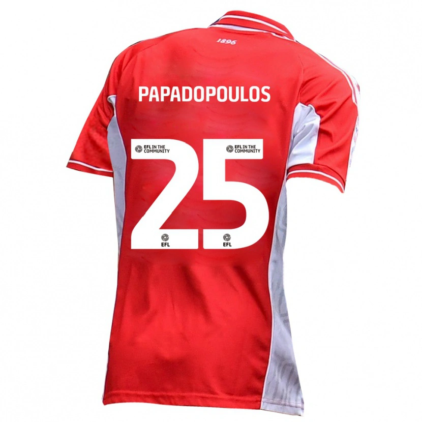 Danxen Niño Camiseta Antony Papadopoulos #25 Rojo Blanco 1ª Equipación 2025/26 La Camisa