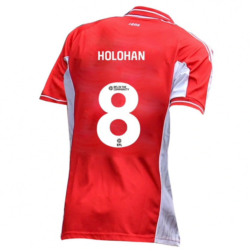 Danxen Niño Camiseta Gavan Holohan #8 Rojo Blanco 1ª Equipación 2025/26 La Camisa