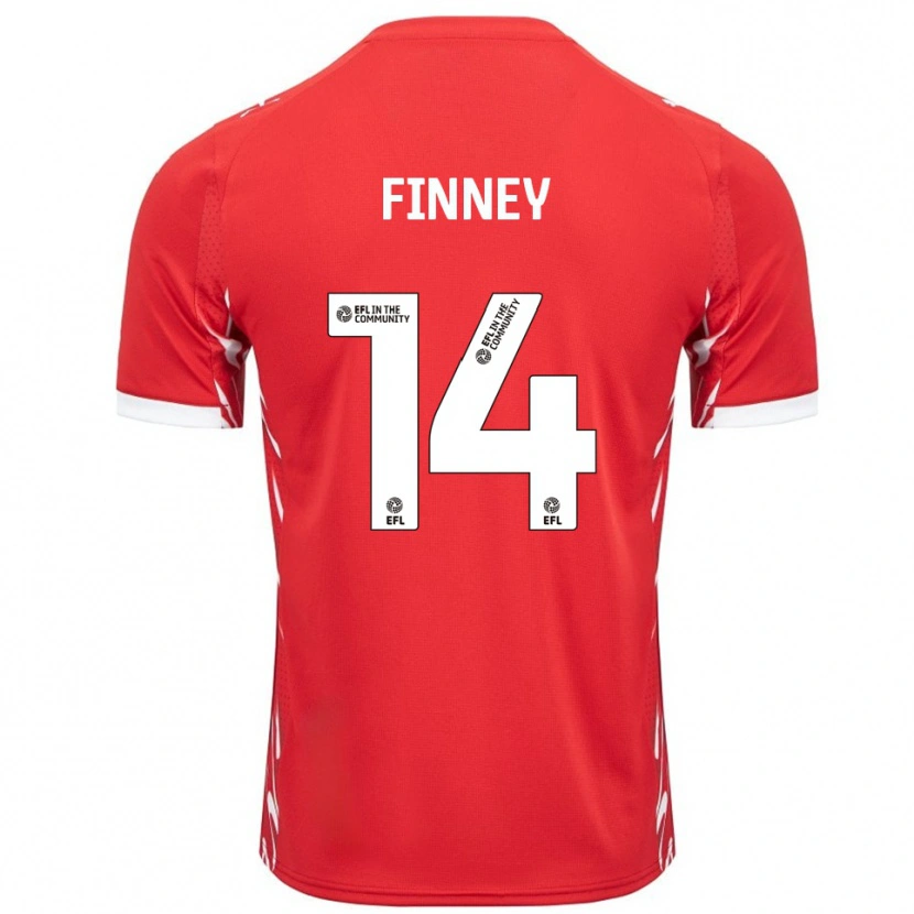 Danxen Niño Camiseta Charlie Finney #14 Rojo Blanco 1ª Equipación 2025/26 La Camisa