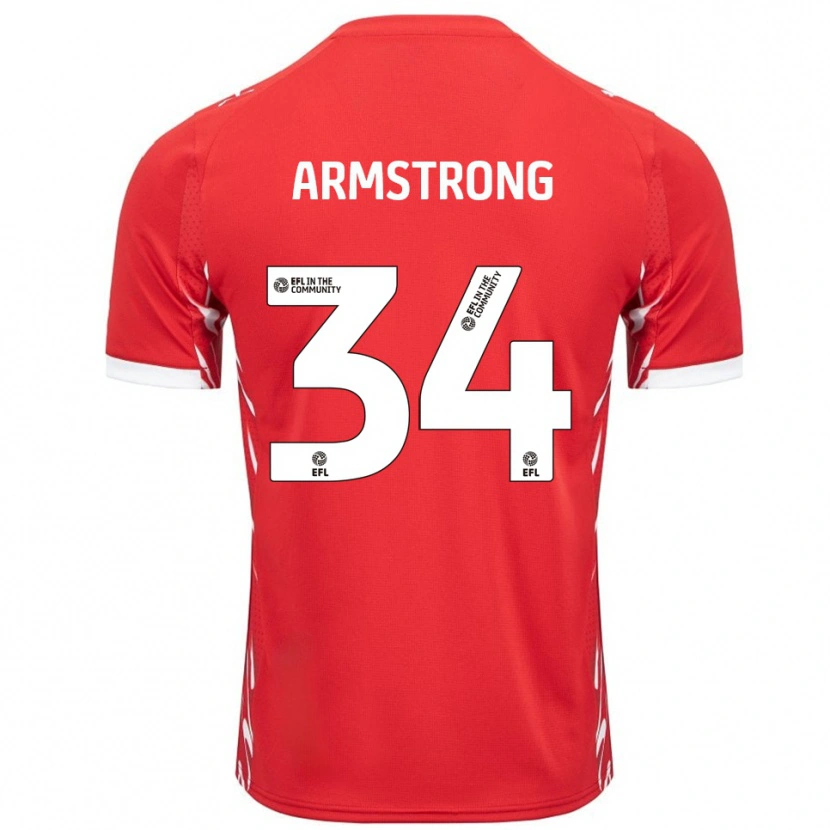 Danxen Niño Camiseta Oliver Armstrong #34 Rojo Blanco 1ª Equipación 2025/26 La Camisa