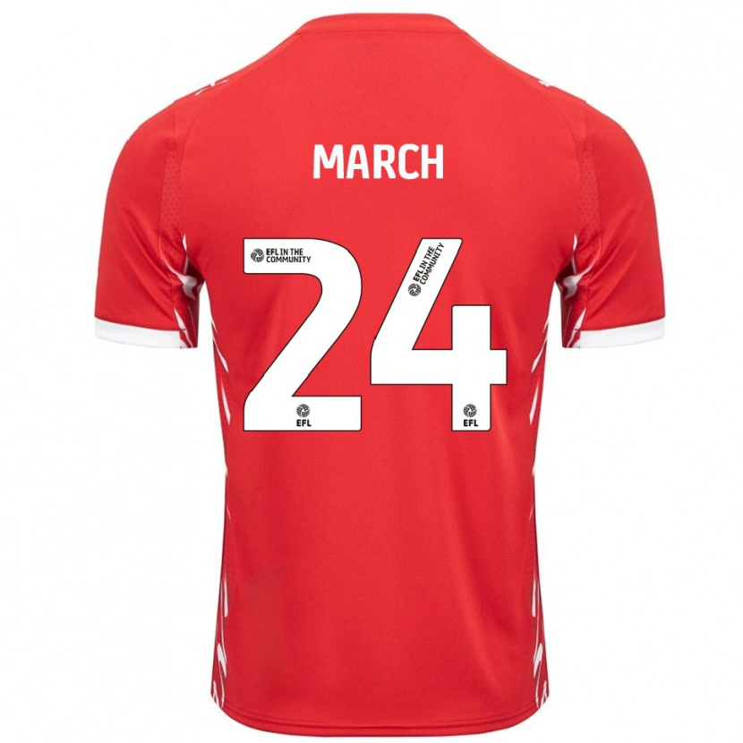 Danxen Niño Camiseta Josh March #24 Rojo Blanco 1ª Equipación 2025/26 La Camisa
