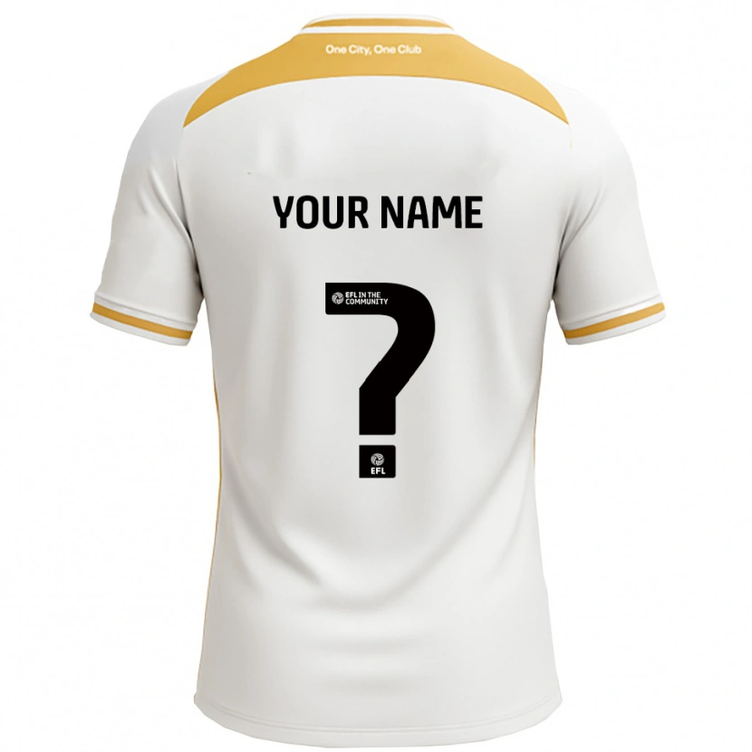 Danxen Niño Camiseta Su Nombre #0 Blanco Dorado 1ª Equipación 2025/26 La Camisa