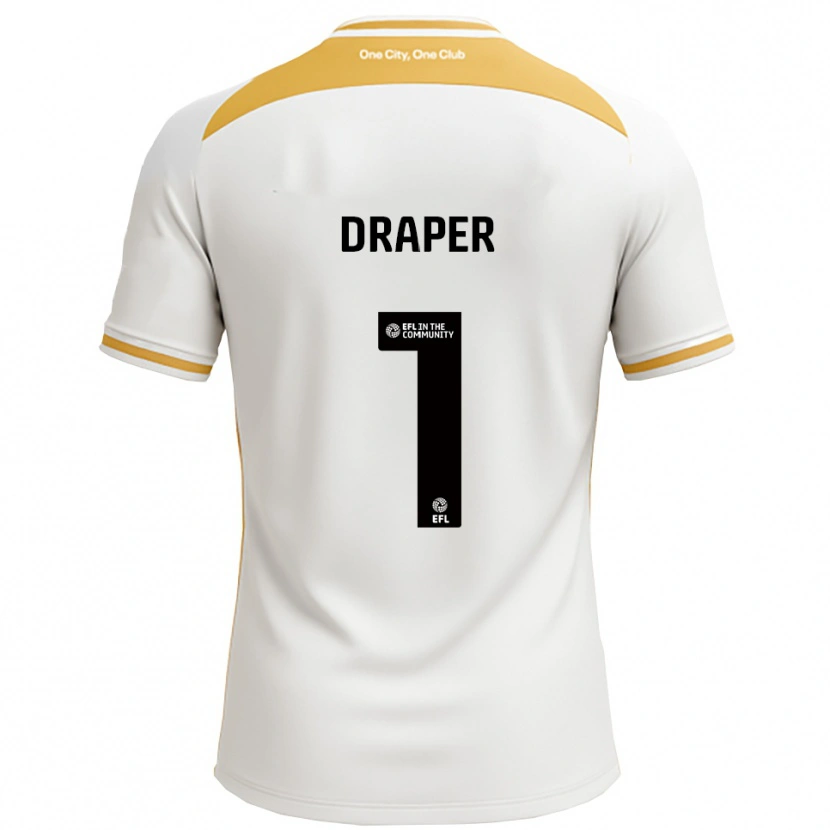 Danxen Niño Camiseta Anna Draper #1 Blanco Dorado 1ª Equipación 2025/26 La Camisa
