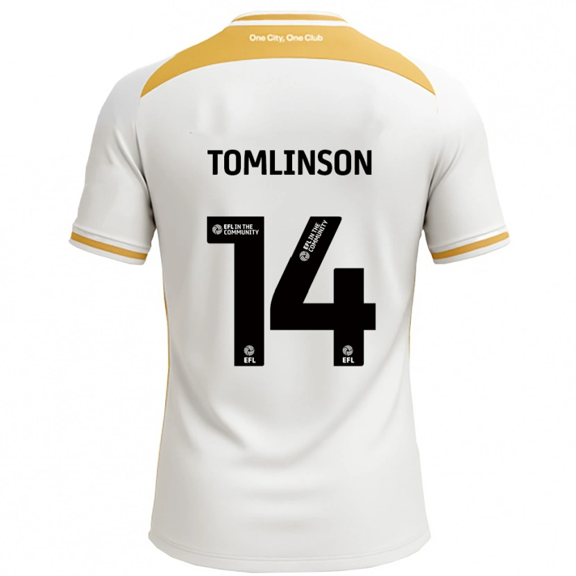 Danxen Niño Camiseta Joe Tomlinson #14 Blanco Dorado 1ª Equipación 2025/26 La Camisa
