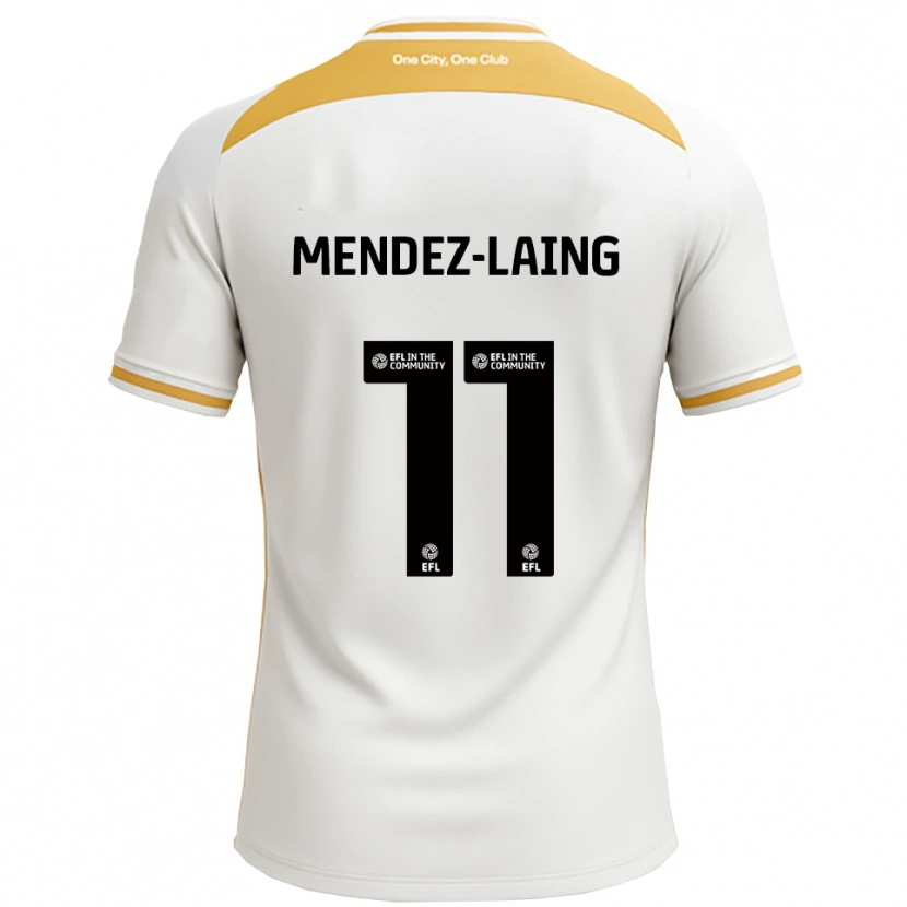 Danxen Niño Camiseta Nathaniel Méndez-Laing #11 Blanco Dorado 1ª Equipación 2025/26 La Camisa