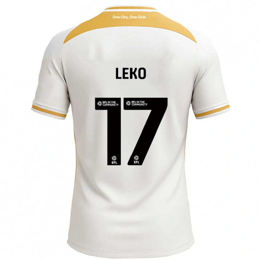 Danxen Niño Camiseta Jonathan Leko #17 Blanco Dorado 1ª Equipación 2025/26 La Camisa