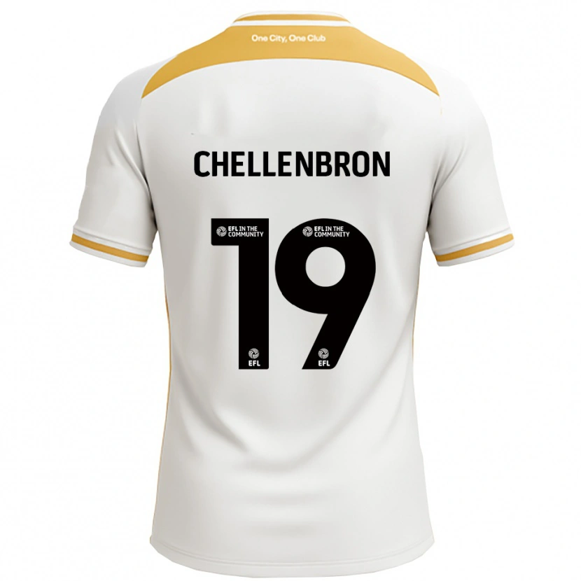 Danxen Niño Camiseta Katie Chellenbron #19 Blanco Dorado 1ª Equipación 2025/26 La Camisa
